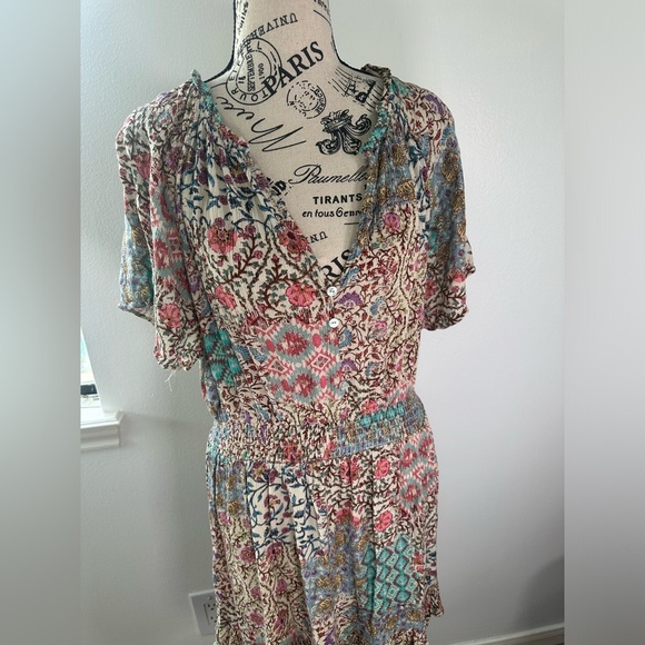 Zara Paisley Print Chiffon Ruffled Short Sleeve dress Size Medium - Picture 5 of 10